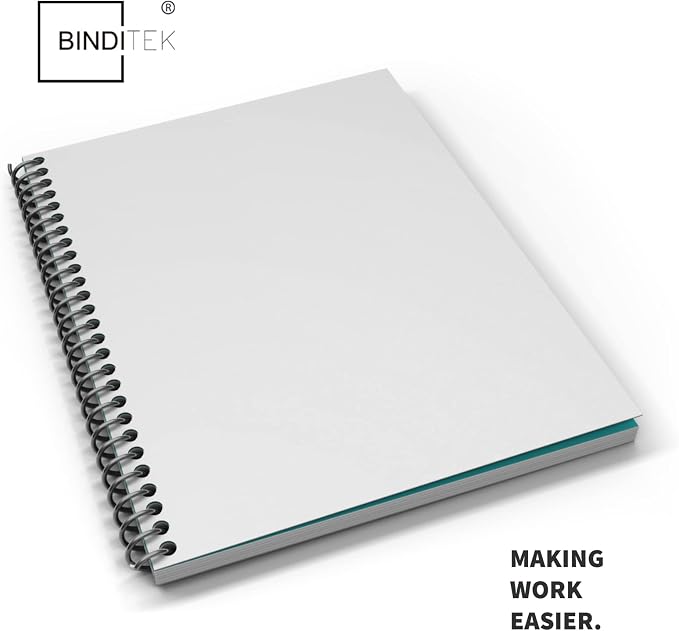 Binditek 12 Mil Sand-Textured Binding Covers, Letter Size, White, 25 Pack | Plastic Binding Covers, 8.5" x 11", Subtle Matte Finish, Square Corners, Unpunched, Ideal for Business Reports and Proposals