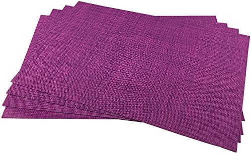 WAZAIGUR Placemats Crisscross Woven Vinyl Place Mats Set of 4 Purple
