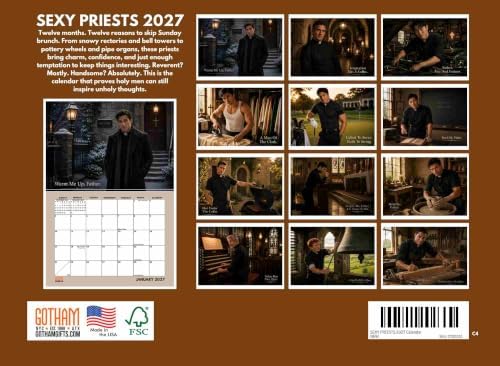 Hot Priest Calendar 2027 Monthly Wall Calender 12 Month