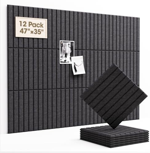 Acoustic Panels 12 Pack Square Soundproof Wall Panels with 60 Adhesive Tapes, High Density Acoustic Foam Panels Sound Proof Foam for Home Office, Recording Studio, Ceiling, 12" X 12" X 0.4"