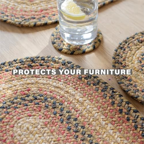 Homespice Russet Braided Placemats for Country Decor, Oval 13x19 Set of 4