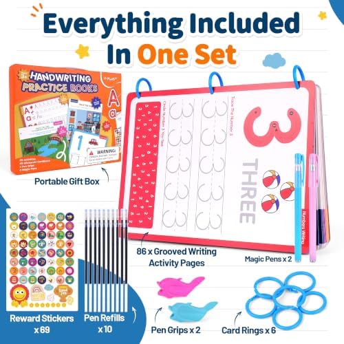 YPLUS Magic Grooved Writing Practice Books for Kids Ages 3-8