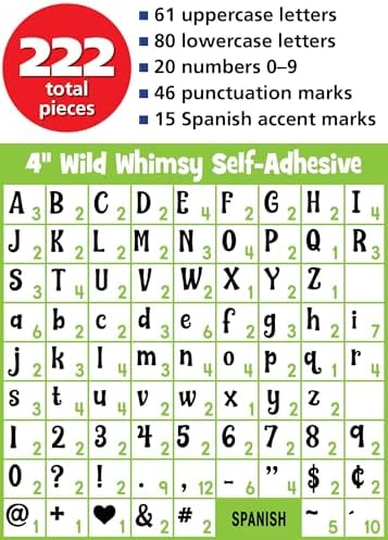 Teacher Created Resources Self-Adhesive White 4" Wild Whimsy Letters Combo Pack (TCR9644)