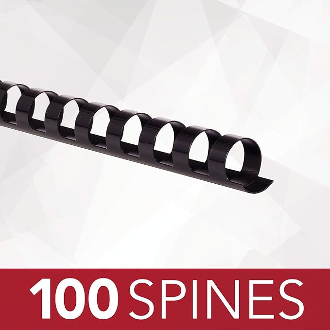 GBC Binding Spines/Spirals/Coils, 1/2" Diameter, 90 Sheet Capacity, CombBind, Black, 100 Pack (4000068)