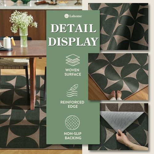 Lahome Green Easy Jute Front Porch Rug, 3x5 Semi Circle Outdoor Rug