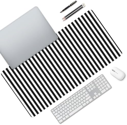 Classic Black White Stripes Desk Mat Large Gaming Mouse Pad