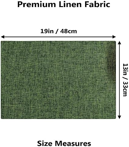 Demetex Green Placemats Set of 6 Vintage Cloth Textured Place Mats Stain Resistant for Holiday Barbecue and Dinning Table, Green