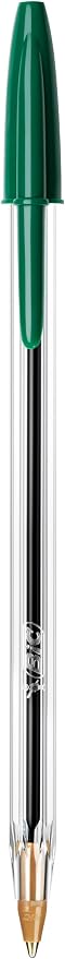 Bic Cristal Medium Smudge-free Ballpoint Pen, 1.0mm Tip Line, Green, Ideal for Office and School, Pack of 50