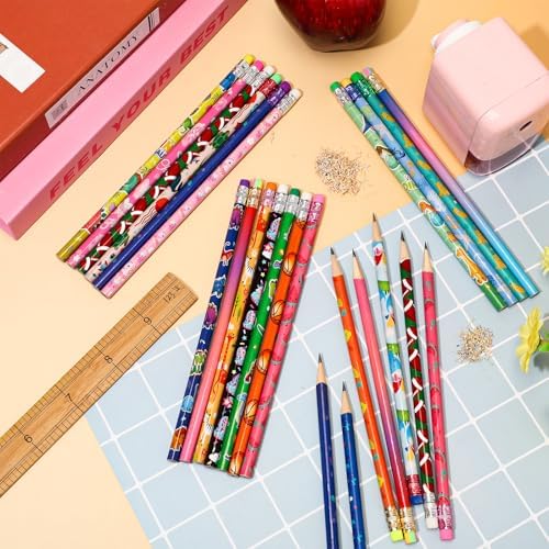 Sabary 300 Pcs Assorted Wood Pencil Bulk 50 Styles Colorful #2 HB Pencils