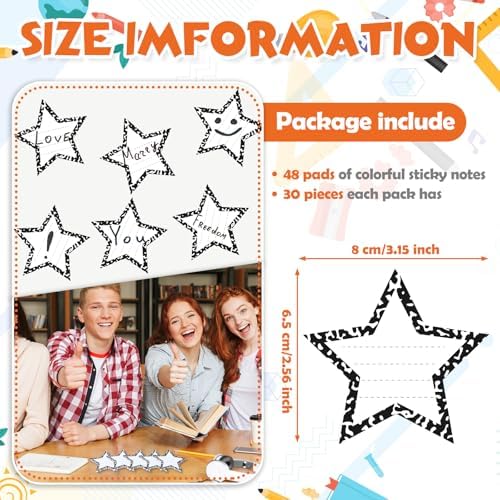 Cute Star Sticky Notes Teacher Note Pad Back to School Supply Gift