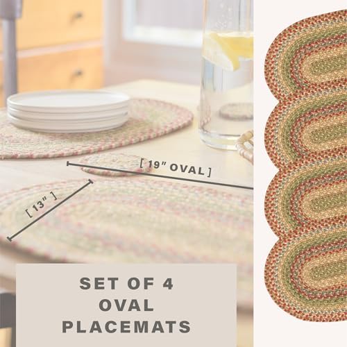 Homespice Azalea Jute Braided Placemats, Oval 13x19 Set of 4