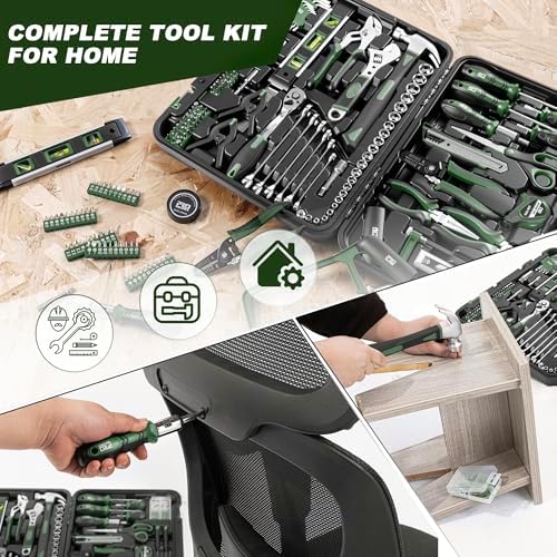 Prostormer 259-Piece Tool Kit, Household Essential Tool Set, Green