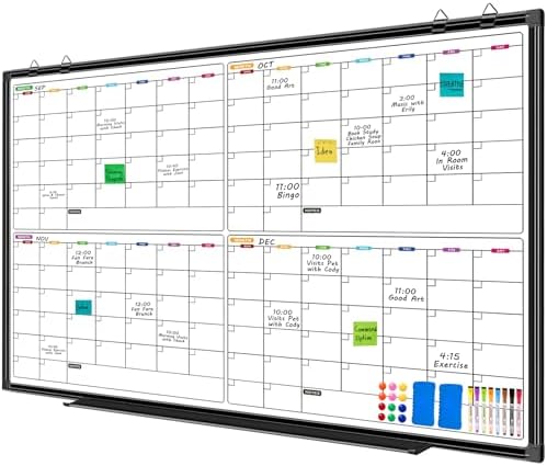 Large Dry Erase Calendar for Wall 72" x 40", 4 Month Calendar