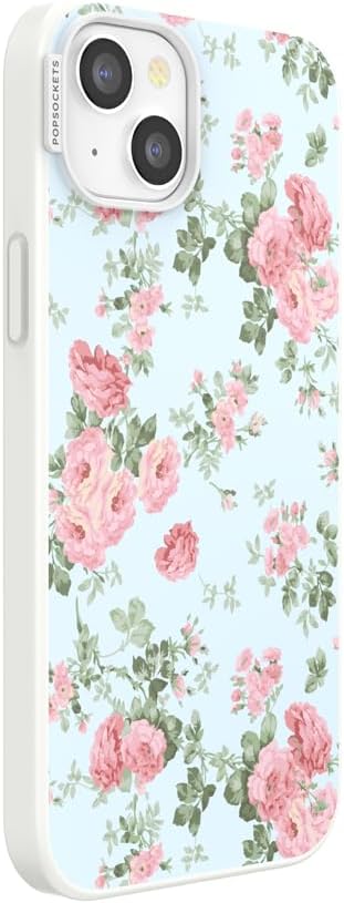 PopSockets iPhone 15 Plus Phone Case with MagSafe- Cottage Tutu Blue | Magnetic, Wireless Charging, Camera & Drop Protection, Light Blue, Baby, Flower, Floral