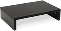 TEAMIX Black Monitor Stand Riser, Wood Desk Organizer for Laptop & Computer | 14.2"L x 9.5"W, Holds 80 lbs, Small Riser with Storage, Ergonomic Minimalist Design, Easy Assembly, For Home Office, Gaming
