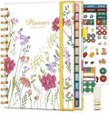 Academic Planner 2026-2027, Hardcover Weekly and Monthly Calendar Planner from July 2026 - June 2027, 6.1" x 8.2" A5 Daily Agenda with Tabs, College School Organizer for Student Teacher, Ivory Wild Flowers