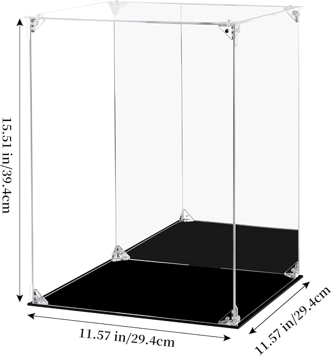 Display Case for Collectibles Assemble Clear Acrylic Box Alternative Glass Case for Display Action Figures Home Storage Organizing Toys (Internal dim 11.5X11.5X15 inch)