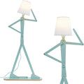 Cool Tall Reading Wood Floor Lamp, LED Buld Included, Aqua Green | Unique Corner Decorative Standing Light, Swing Body, Living Room, Bedroom, Kids Room, Dorm, Office