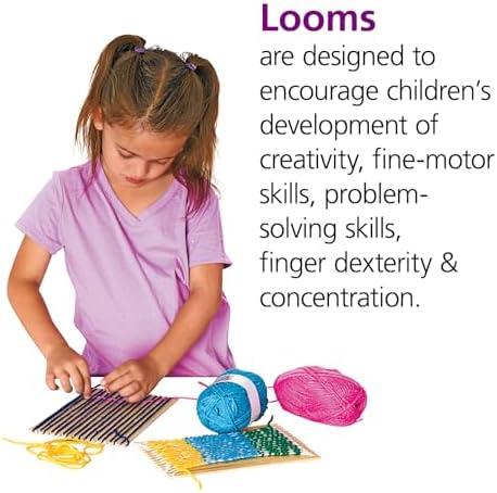 Colorations RLOOM Beginners Wooden Loom, Set of 12, for Kids, Arts & Crafts, Weaving, Craft Activity, Motor Skills, Critical Thinking, Basket, Jewelry, Crochet, Teaching, Educational | Ages 5+, Kindergarten+, Weaving, Craft Activity, Motor Skills, Crit...