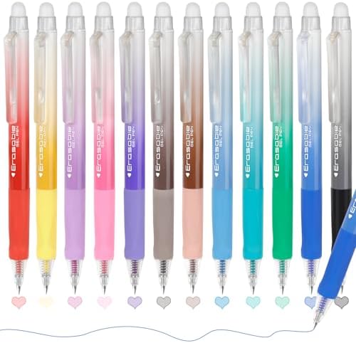 Solati 12 Colors Erasable Gel Pens, Fine Point 0.7mm Colored Erasable Pens