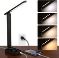 Addtam LED Desk Lamp, Power Strip with 3 Outlets 4 USB Charging Ports(2 USBC), 4 Modes 5 Level Brightness Touch Lamp, Small Desk Lamp for Home Office College Dorm Room Essentials, 10 FT