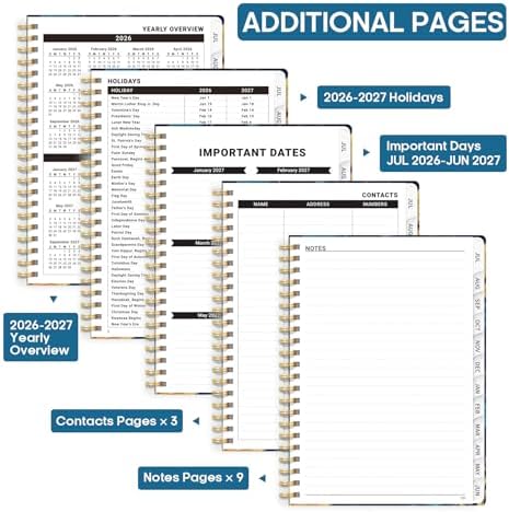 Planner 2026-2027, Weekly & Monthly Academic Calendar, Jul 2026 – Jun 2027