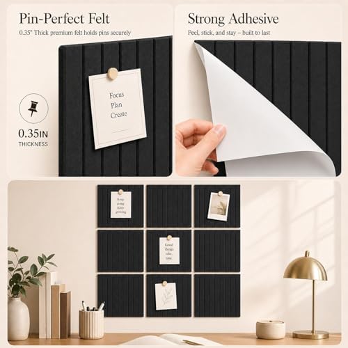 Stripe Felt Bulletin Board Tiles, Cork Board Alternative 24 x 36 in