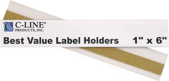 C-Line Self-Adhesive Label Holders, Top Load, 1 X 6, Clear, 50/Pack (Pack of 6)