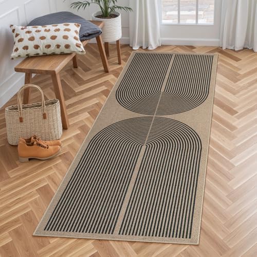 Lahome Modern Rainbow Easy Jute Outdoor Runner Rug, 2x6 Runners for Hallways Washable Laundry Room Rug, Farmhouse Non Slip Indoor Outdoor Carpet for Kitchen Floor Entryway