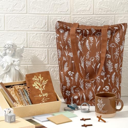 Reallnaiv Housekeeping Mug Bag Notebook Highlighter Pen Note, Brown