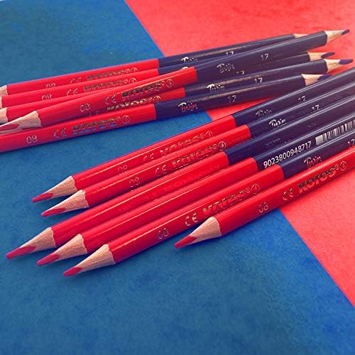 Kores - Twin: Double-Sided Red and Blue Pencils for Children and Students, Soft Lead and Triangular Ergonomic Shape, School Supplies for Writing and Correcting, Pack of 12