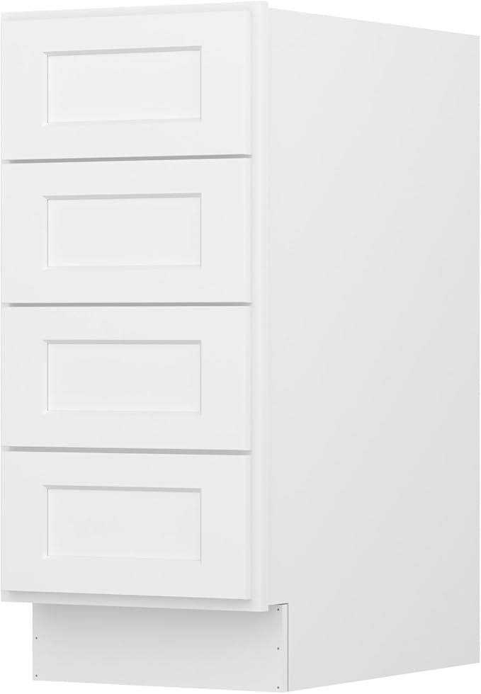 Furinno Shaker Drawer Base Kitchen Cabinet with 4-Drawers, Ready to Assemble, 24 D x 15 W x 34.5 H, White