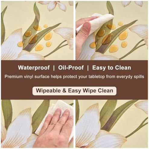 LIBERECOO Heavy Duty Vinyl Tablecloth with Flannel Backing Waterproof Oil-Proof Plastic Table Cloth Stain-Resistant Wipeable Rectangle or Square Table Cover for Indoor and Outdoor 60 x 84 Inch