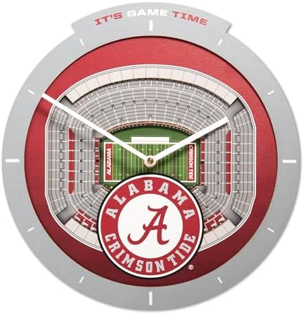 YouTheFan NCAA Alabama Crimson Tide StadiumView 3D Wall Clock