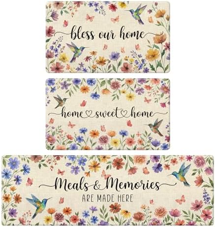 Butterfly Floral Kitchen Rugs, Wildflower Kitchen Mats