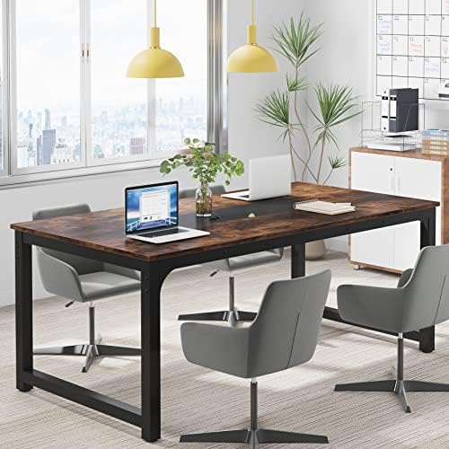 Tribesigns Modern Computer Desk, 70.8 x 35.4 inch Large Executive Office Desk Computer Table Study Writing Desk Workstation for Home Office,Rustic/Black