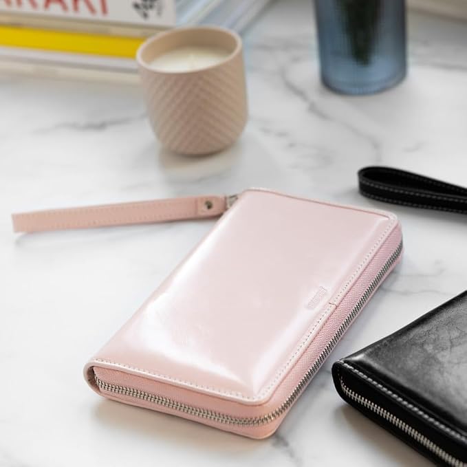 Filofax Malden Zip Organizer, Personal Compact Size, Pink - Tactile, Full-Grain Buffalo Leather, Six Rings, Cotton Cream Two-Weeks-to-View Insert, Multilingual (C022631)