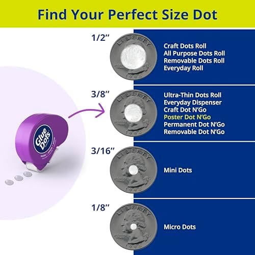 Glue Dots .375" Poster Dot Disposable Dispenser - 200 Clear Dots