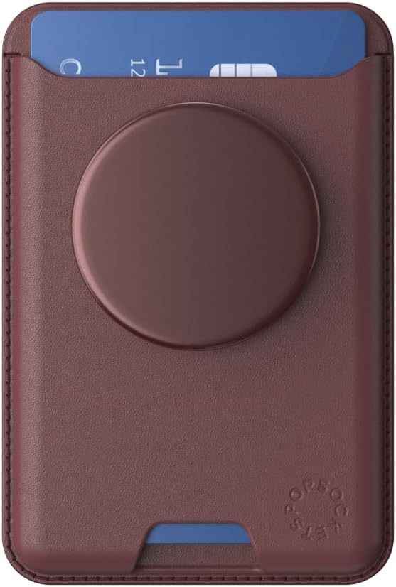 PopSockets Phone Wallet for MagSafe with Grip- Oxblood | PopWallet, Holds 3 Cards, Magnetic, Removable, Secure, Burgundy, Maroon, Summer Spring