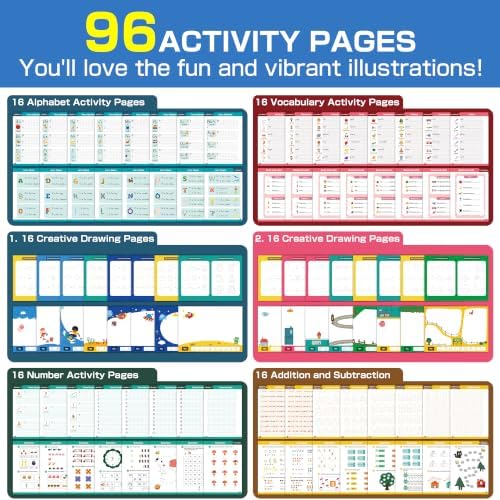 WANFRES Reusable Grooved Handwriting Practice Book for Kids Ages 3-6,Preschool Writing Workbook with Letter Tracing,Number Practice,Drawing Activities and Guided Writing Pages,Early Learning Activity.