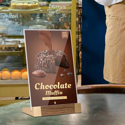 Acrylic Sign Holder 8.5 x 11, L-Shape Vertical 2 Pack for Tabletop
