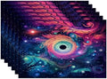 Batmerry Cosmic Swirls Stars Linen Placemats Set of 6, A Colorful Cosmic Scene Washable Table Mats for Kitchen Table Thickened Heat Insulation Dining Set Indoor Outdoor 12X18 in