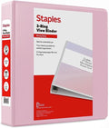 Staples Heavy Duty 2" 3‑Ring View Binder, D‑Ring, Light Pink