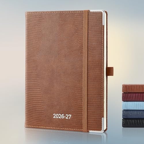 Planner 2026-2027 Weekly & Monthly Planner with Hourly Time Slots, 18 Month Academic Calendar July 2026 – Dec 2027, Vertical Layout, Monthly Tabs, Hardcover Business Agenda, Brown