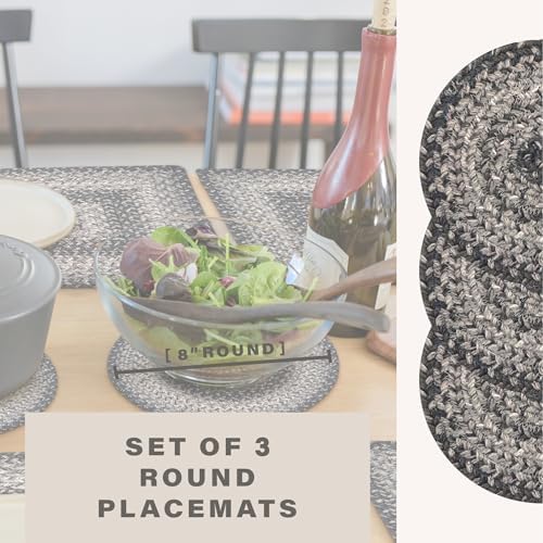 Homespice Flint Hill Braided Trivets Ideal as Hot Pads, Round 8" Set of 3