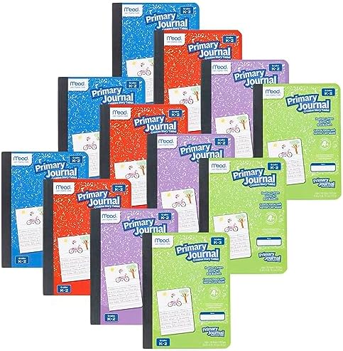 Mead Primary Journal Creative Story Tablet Composition Notebook, 7.5" x 9.75", Grades K-2, 100 Sheets, 12 Pack, Assorted Colors (610052-ECM)