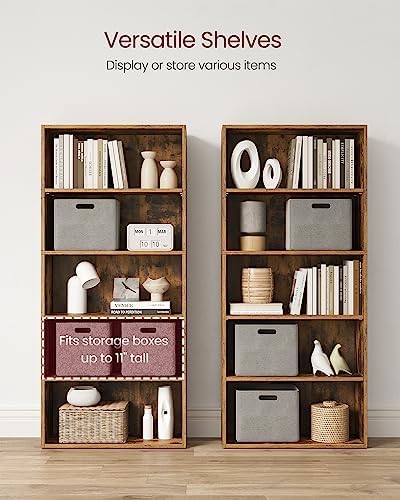 VASAGLE Set of 2 5-Tier Bookshelves, 23.6 Inches Wide