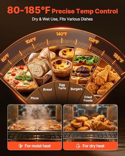 VEVOR Electric Hot Box Food Warmer, 5-Tier Commercial Warming Cabinet with Water Tray, Single-Door and Adjustable Shelves, Stainless Steel Food Warmer Cabinet, for Restaurant, Kitchen, Pizza, Chicken