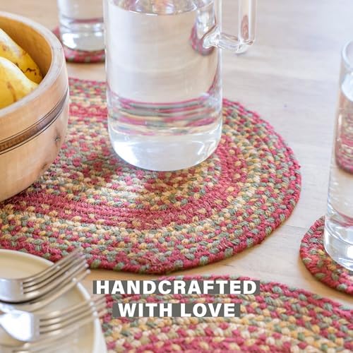 Homespice Cider Barn Braided Coasters for Rustic Decor, Round 4" Set of 6