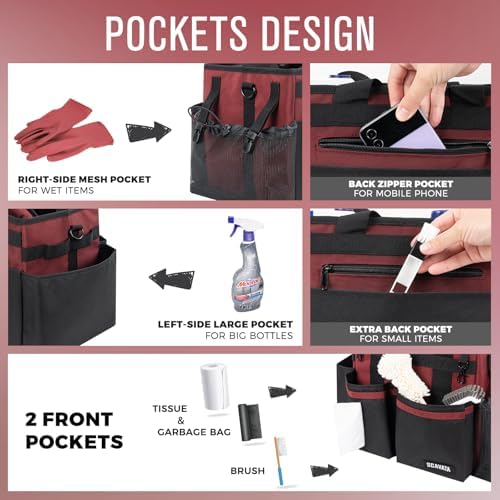 SCAVATA Compact Wearable Cleaning Caddy with Handle & Shoulder Straps